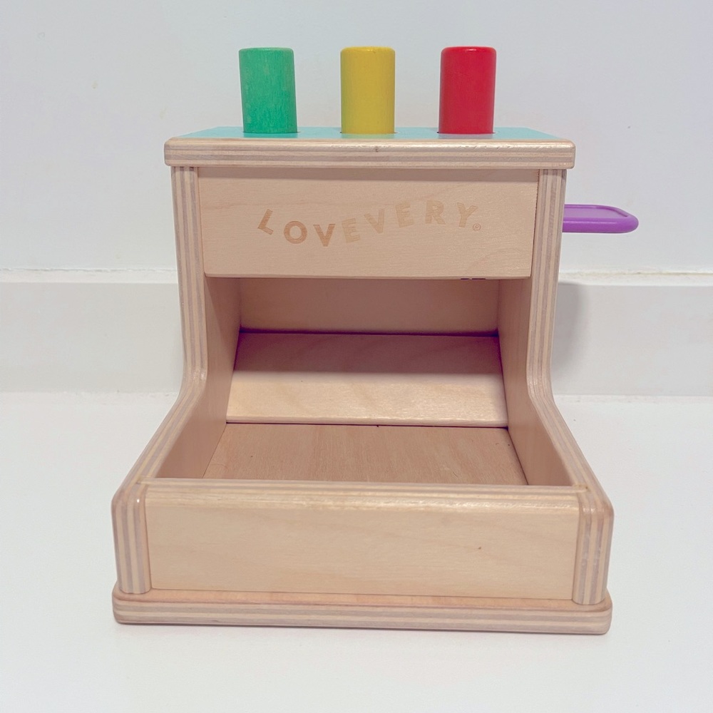 Lovevery wooden peg drop,from the Thinker play kit